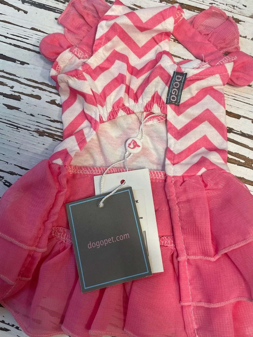 Pink Chevron Ruffle Dog Dress - Cute Pet Apparel XS